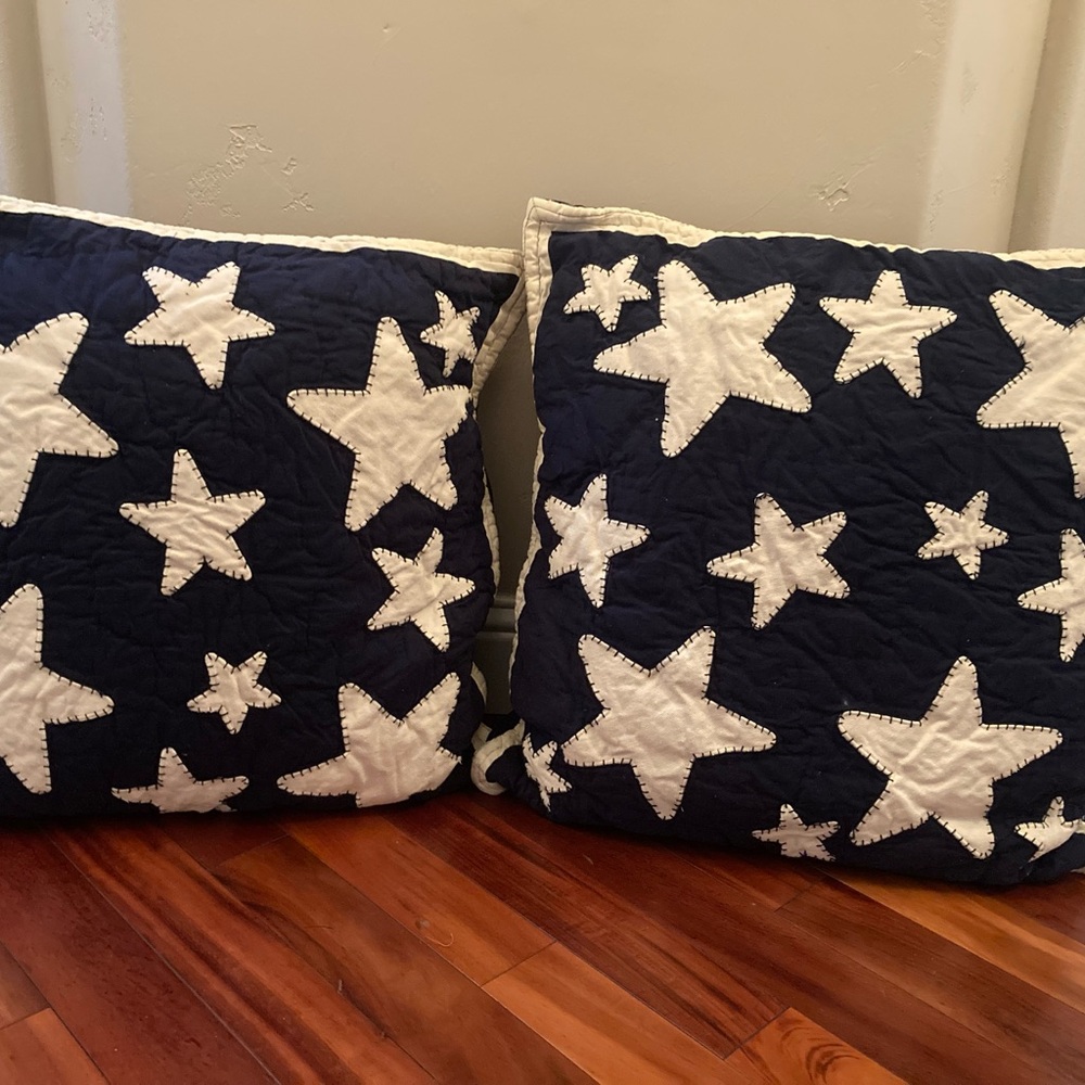Pottery Barn Kids Navy and White Throw Pillows